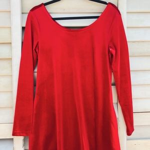 Crimson Velvet Copper Key Swing Dress